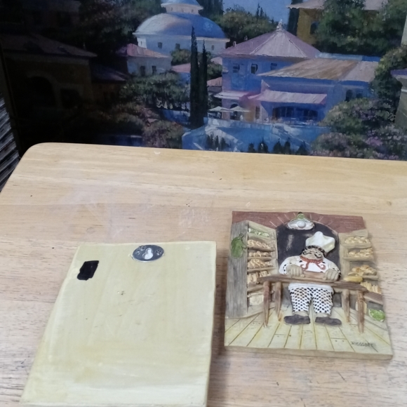 🍶🍵(Get Two) Italian Fat Chef 3D Kitchen Pic Handmade Decor Wall Plaques.🏆🏇 - Picture 3 of 10